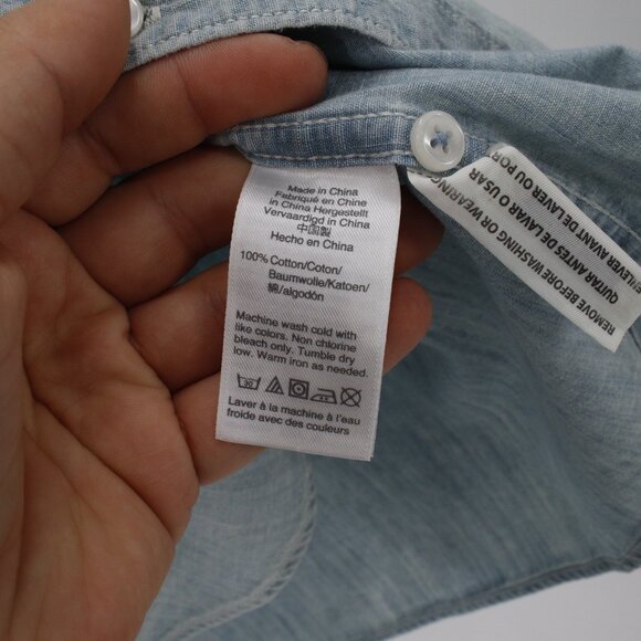 NWT J Crew Shirt Mens XL Indigo Chambray cotton Short Sleeve Classic button down - Picture 5 of 13